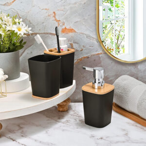 Modern Black Bathroom Set – 3 Pcs