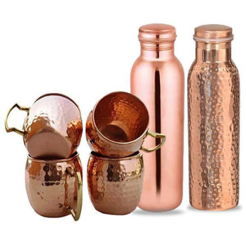 Hammered Copper Bottle & Mug Set