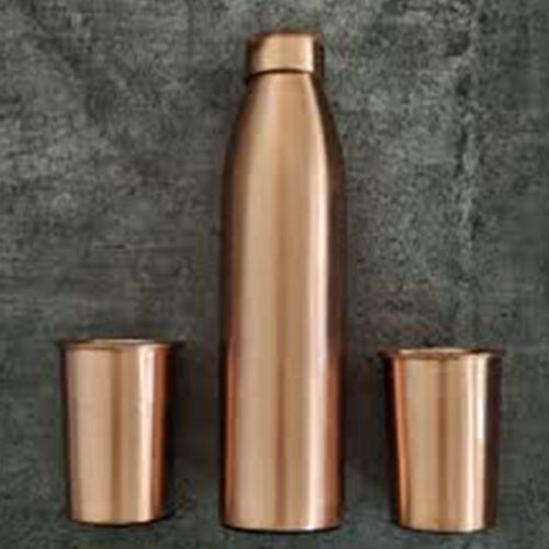 Smooth Copper Bottle with Glasses