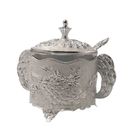 Silver Peacock Sugar Pot