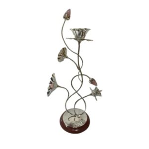 Silver Floral Candle Holder